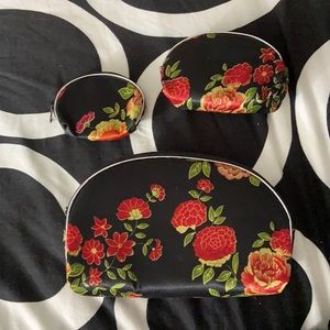 3 Piece Floral Cosmetic Bag